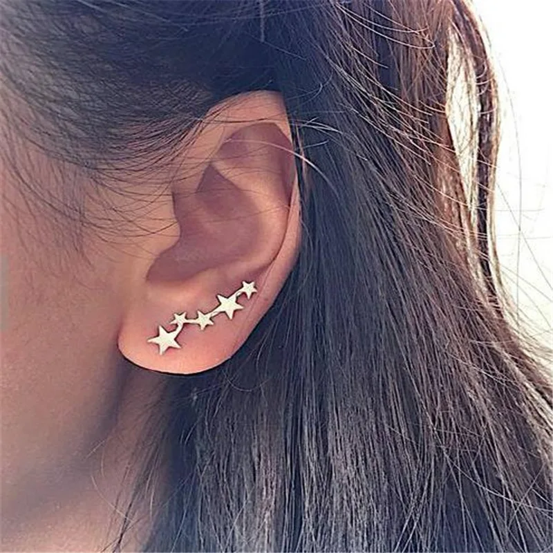 Crystal Flower Star Stud Earrings for Women Fashion Jewelry Gold Silver Color Shiny Rhinestones Zircon Earrings Party Gift