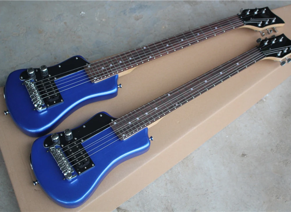 Factory Outlet-6 Strings Left Handed Blue Mini Electric Guitar with Rosewood Fretboard,Suitable for Travel/Children