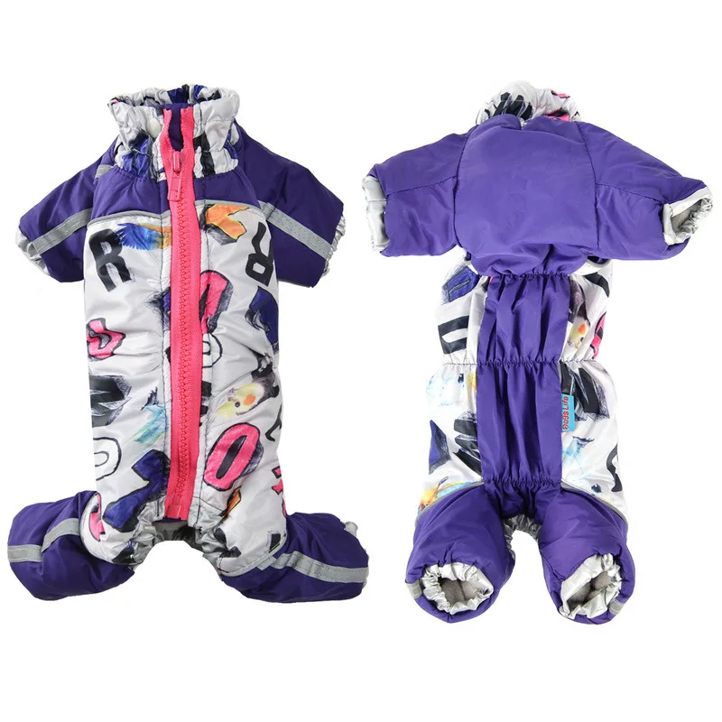 Purple Snow Zipper Clothes For Dogs High Neck Super Warm Size S Discount Pet Down Tracksuit Little Animal Clearance Supplies