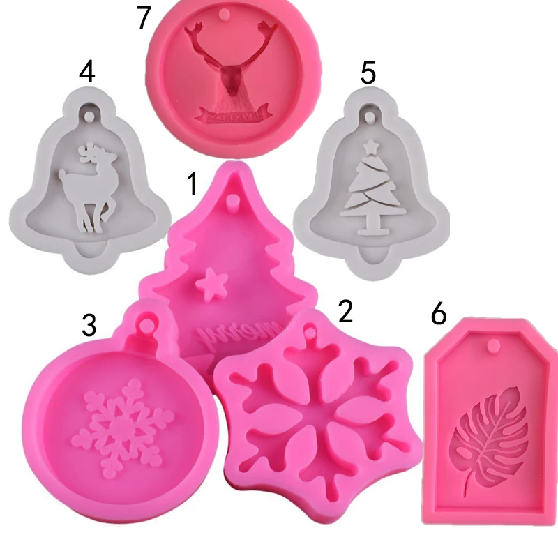 Series Of Christmas Cake Mold Snowflake Aroma Epoxy Mould Jewelry Pendant Mold Tool Gypsum Mold Silicone Mould Cake Decor Tools