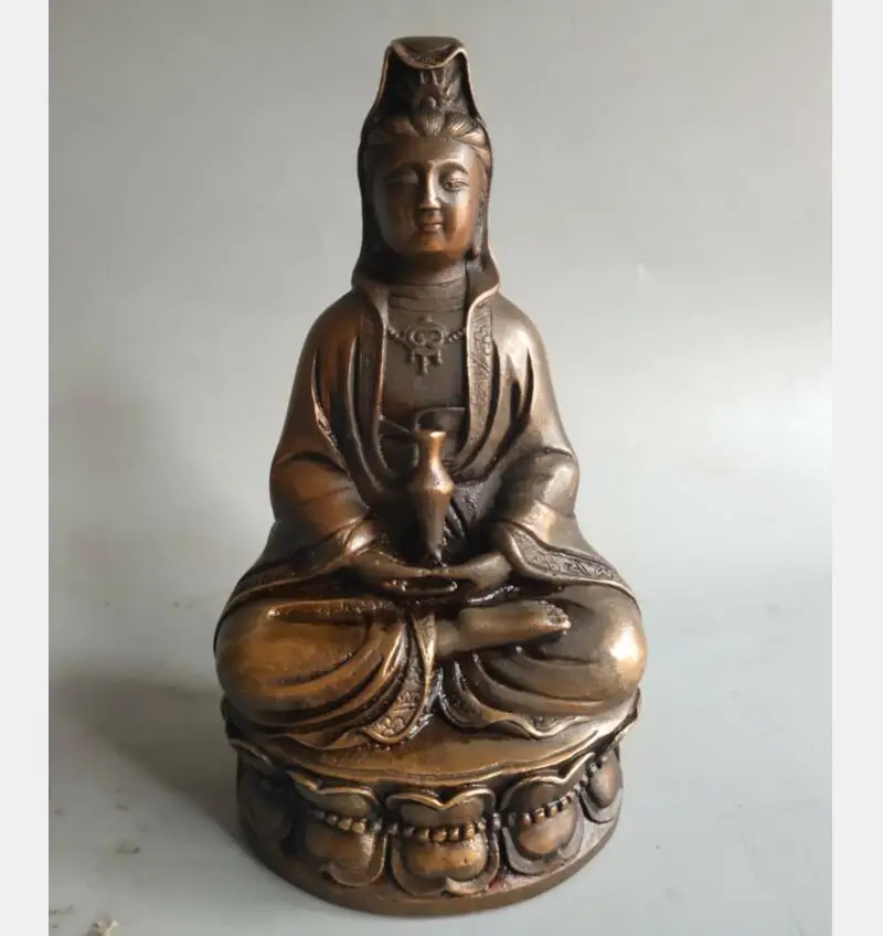 

China brass archaize Guanyin bodhisattva crafts statue