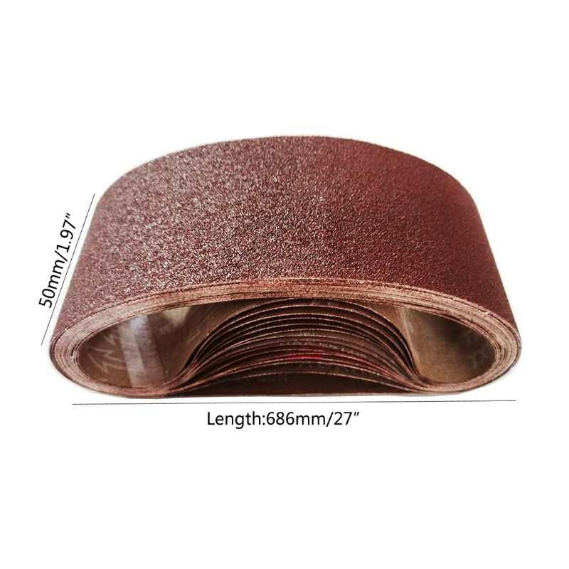 A0KF 7Pcs/Set Abrasive Sanding Belts Belt 120/240/320/400/600/800/1000 Grits Wood Grinding Sander Tools Aluminum Oxide 50x686