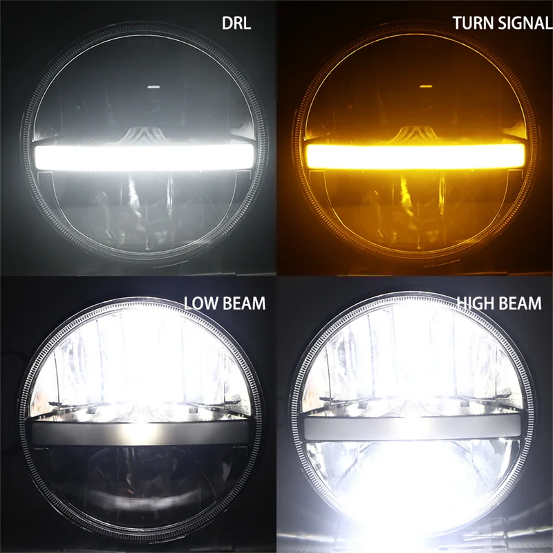 7inch Led Headlight DRL with Amber Turn Signal Headlamp For Jeep Lada Niva 4X4 Uaz 12V for Defender Suzuki Hummer