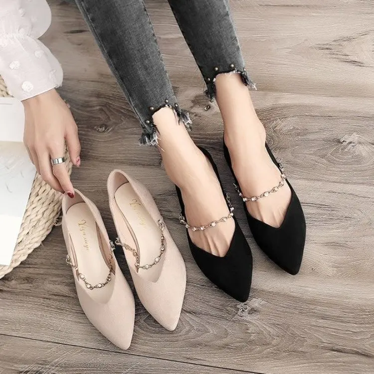 

Single Shoes Women's New Women's Shoes Autumn Pointed Shallow Mouth Single Shoes Women's Flat Bottom Mary Jane Shoes