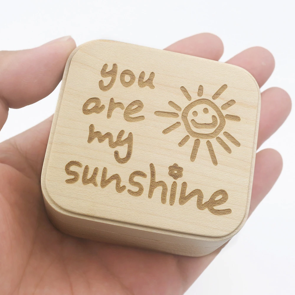 

Rosiking You are my sunshine Maple Box Music Box Wood Carved Mechanism Musical Wind Up Gift for Birthday children