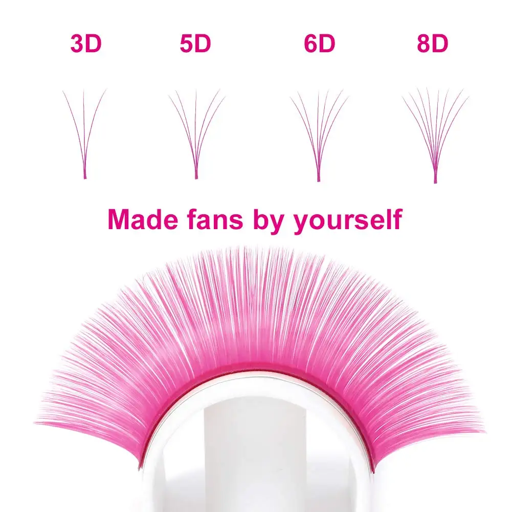 Colored Lashes Extension Pink Easy Fan Russian Volume Fan False Eyelash Faux Mink Blooming Lashes Makeup Supplies