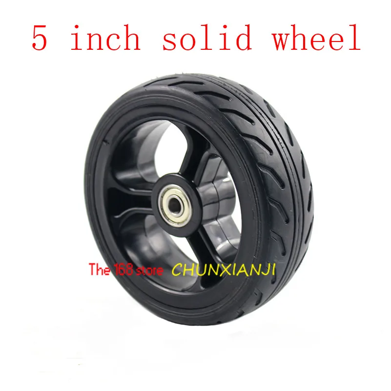 Newest 2 pcs 5 inch solid wheel tire 5'' tubeless  tyre for electric scooters strollers trolley chairs