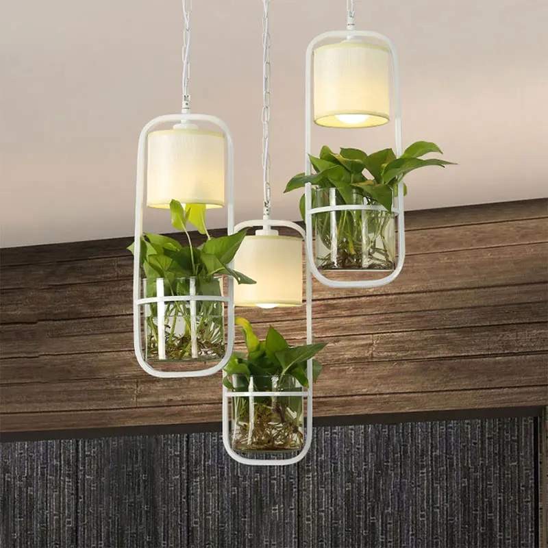 Creative Plant Pot Pendant Lights Bar Restaurant Loft Industrial Hanging Lamps Modern Glass Led Pendant Lamp Home Decor Lighting