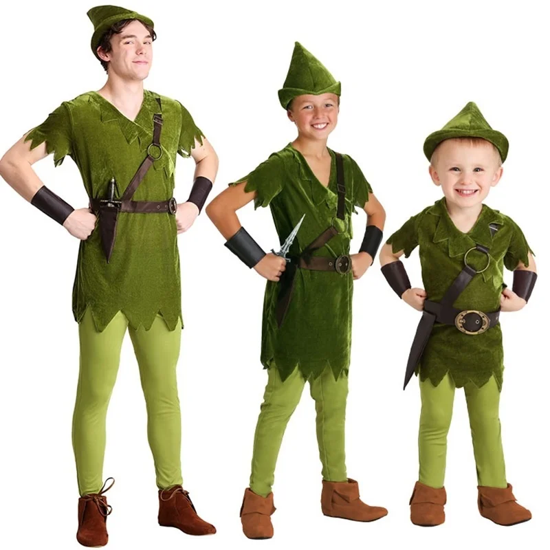 Peter Pan Cartoon Movie Costume, Halloween Party Cosplay, Crianças, Adulto, Homens, Meninas, Meninos