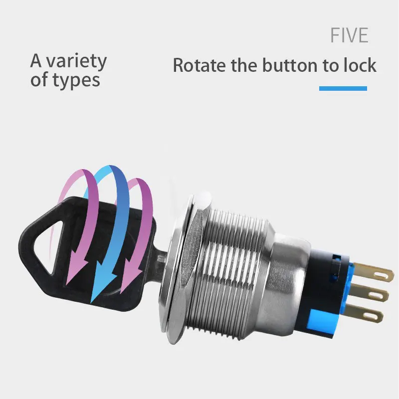 16/19/22mm metal rotary push button  2/3 position latching knob Switch Press Button rotary 2NO 2NC 1NO1NC Rotate button rotation