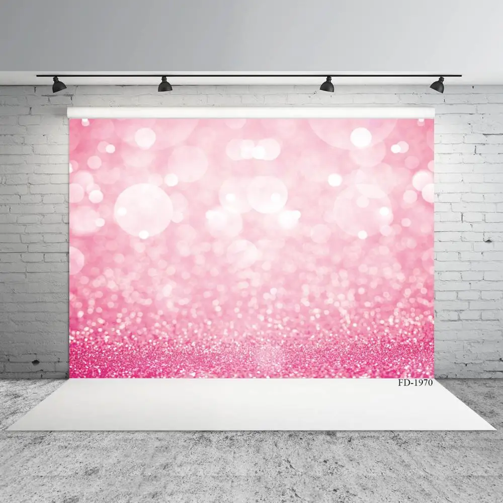 

Custom Sparkle Pink Glitter Polka Dots Bokeh Photocall Background Baby Shower Vinyl Photography Photo Studio Props Backdrops