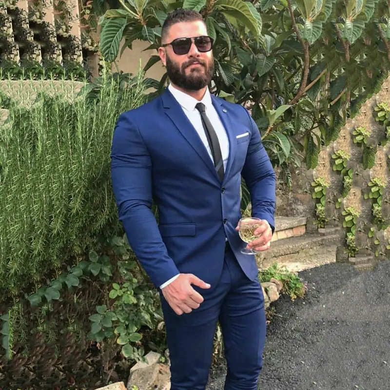 

Royal Blue Suits Business Men Groom Tuxedo Wedding trajes de hombre Casual Man Outfit Costume Homme Slim Fit Terno Masculino