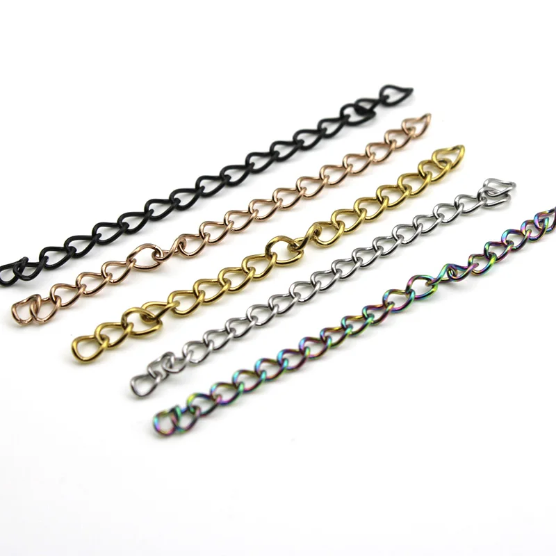 

30pcs Stainless Steel Extension Chain Black Gold Plated Chain Extenders for Necklaces Bracelet for DIY Jewelry Making Supplies