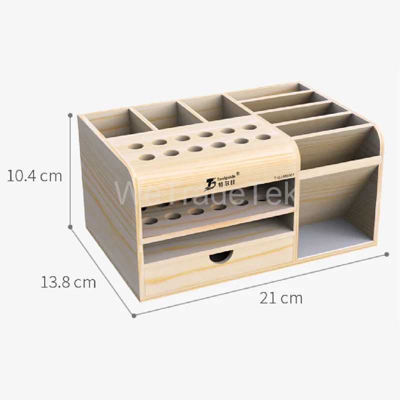 Mutifunctional di Legno Scatola di Immagazzinaggio Del Desktop di Riparazione Del Telefono Cacciavite Pinzetta Parti Del Telefono Del Supporto Dell'organizzatore