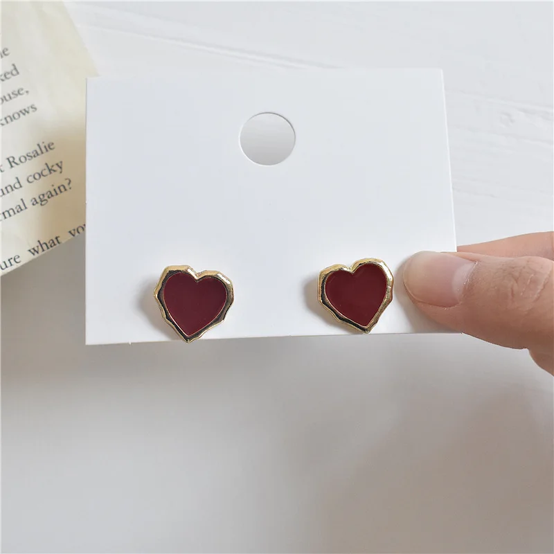 New Retro Simple Wine Red Resin Geometric Striped High-grade Earrings French Elegant Girl Fashion Exquisite Wild Wedding Jewelry