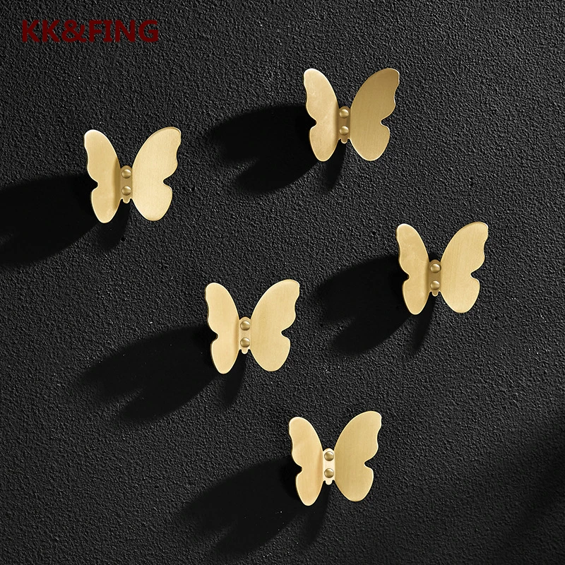 KK&FING Brass Decorative Hook Multifunctional Butterfly Coat Hooks  Creative Wall Hook Storage Holder Home Decoration Organizer