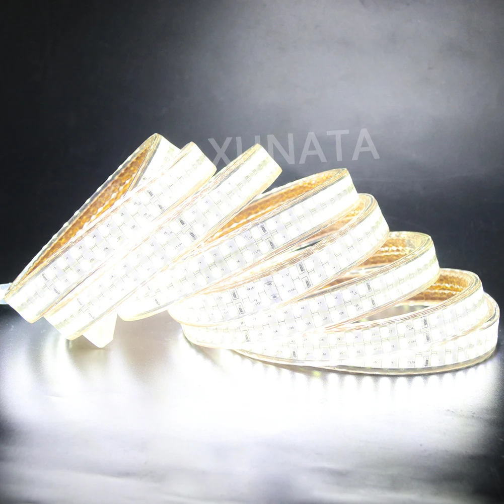 220V 110V 5730 LED Light Strip 240LEDs/M Double Row LED Strip Waterproof Ribbon Tape with EU/US/UK Switch Plug White/ Warm White