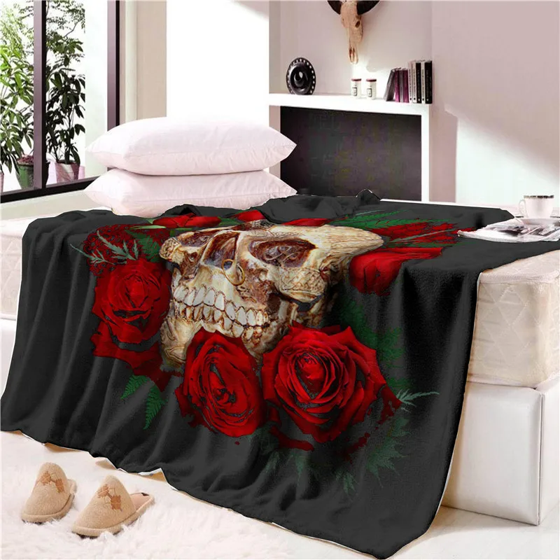 Thick Blanket Sofa Explosive Double-layer Blanket Cover Blanket Cotton Fleece 3D Printing Skull Series Multi-purpose Blanket