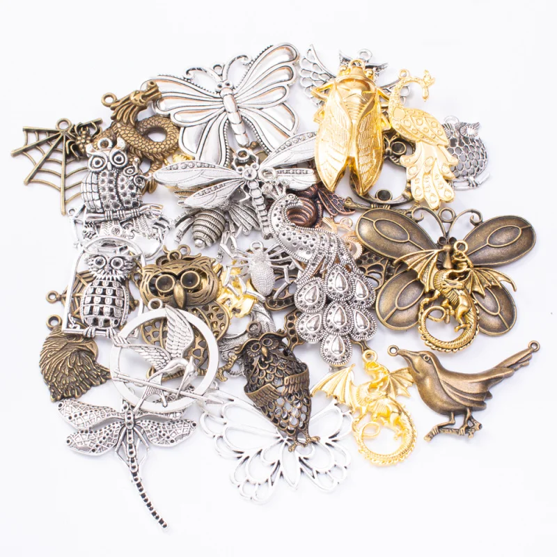 Hot Sale Metal Animal Mixed Charm Pendant Antique Bronze Bracelet Necklace Handmade Jewelry Making Wholesale DIY Accessos