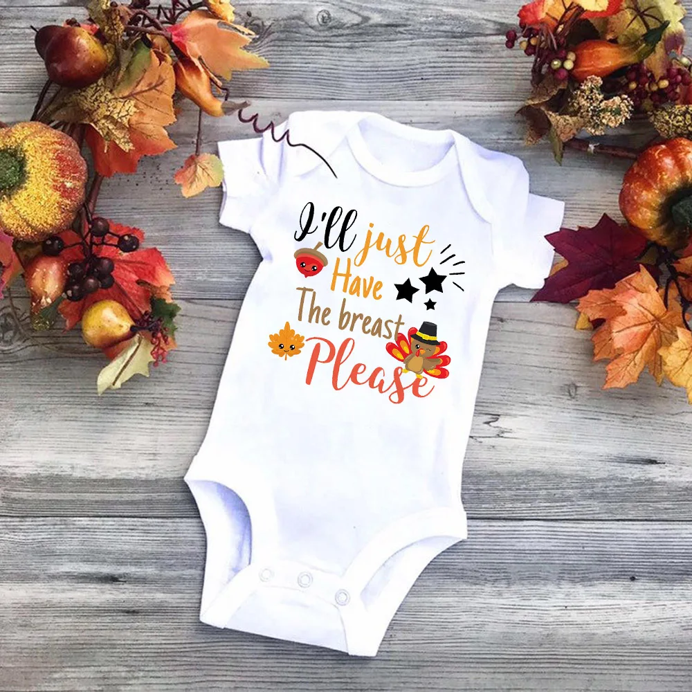 I\'ll Just Have The Breast Thanksgiving Bodysuit Thanksgiving Outfit for Baby Holiday Bodysuit Babys First Thanksgiving Drop Ship