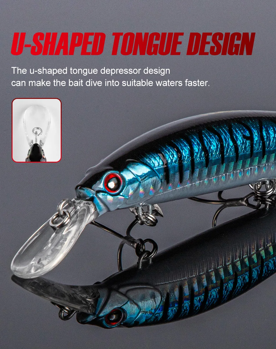 NOEBY 3-teiliges Sinkendes Minnow-Köder-Set 110mm 36g 0,2-3m Tauchtiefe Jerkbait Harter Köder für Wolfsbarsch und Hechtangeln – Detail 7