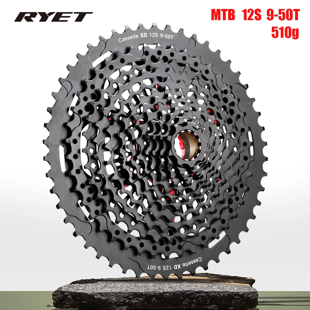 

RYET MTB 12 Speed 9-50T Cassette XD Sprocket Black 9-50 Steel 556g Range 12s Compatible 12speed GX Eagle Accessories FreewheeL