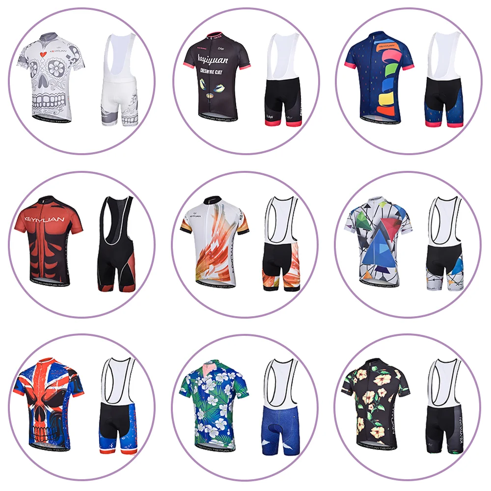 

KEYIYUAN Funny Cycling Jersey Set Men Summer Short Sleeve Bicycle Clothes Suit Mountain Bike Clothing Equipacion Ciclismo