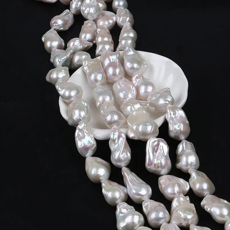 Top quality 14-20mm natural white baroque freshwater pearl strand loose fireball pearl beads for making jewelry