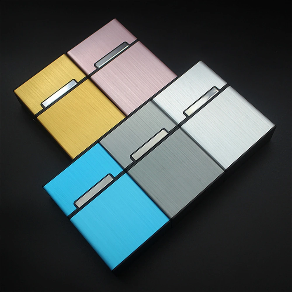 1PC Candy Color Cigarette Case Fashion Aluminum Cigarettes Capacity Cigarettes Case Magnetic Buckle Tobacco Box Women Men