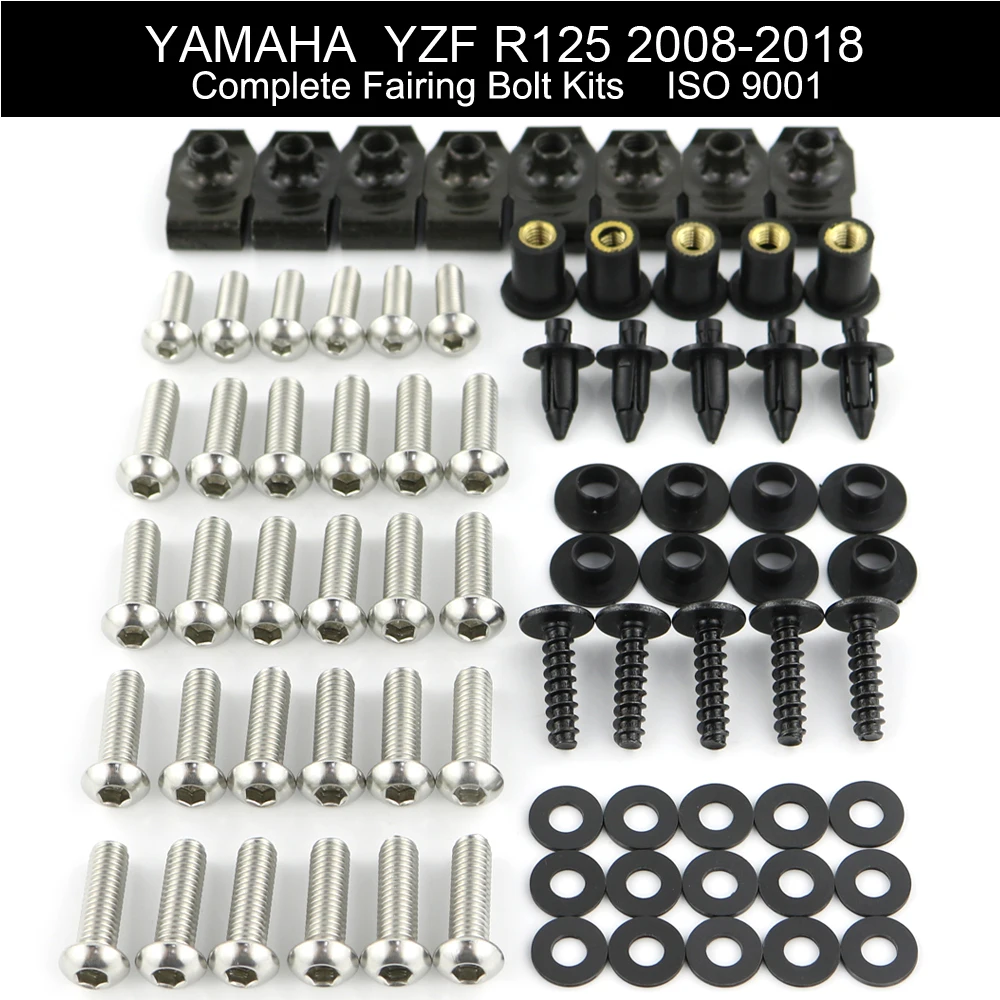 

Fit For Yamaha YZFR 125 YZF-R125 2008-2015 2016 2017 2018 Motorcycle Complete Full Fairing Bolts Kit Clips Nut Stainless Steel