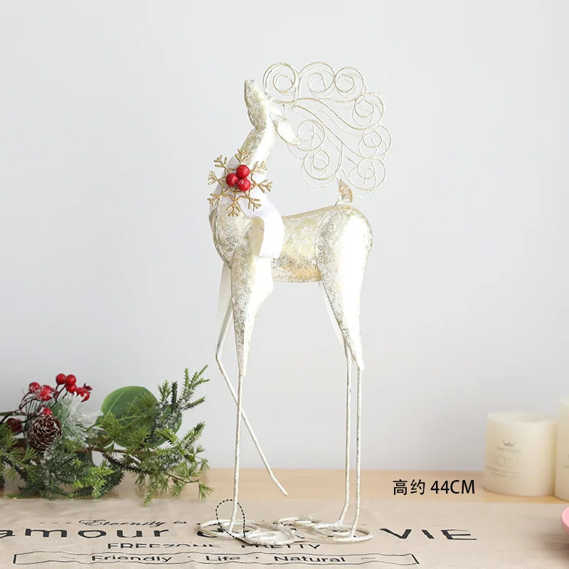 Christmas ornaments golden wrought iron standing cute elk window desk hotel scene layout ornaments holiday gifts  navidad 2022