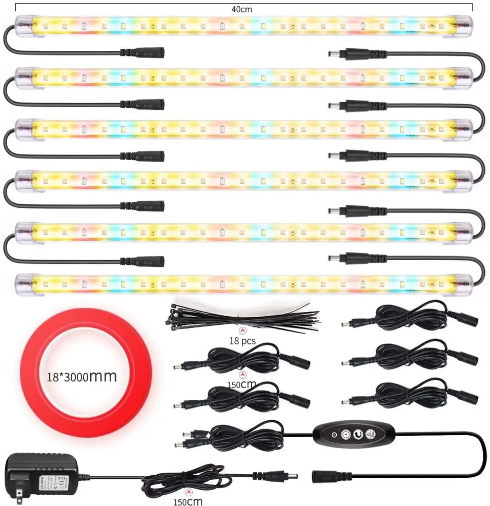 6 confezioni Phytolamp per piante serre Luci LED rosse a spettro completo Lampada timer ciclo automatico per piante Lampada da coltivazione per