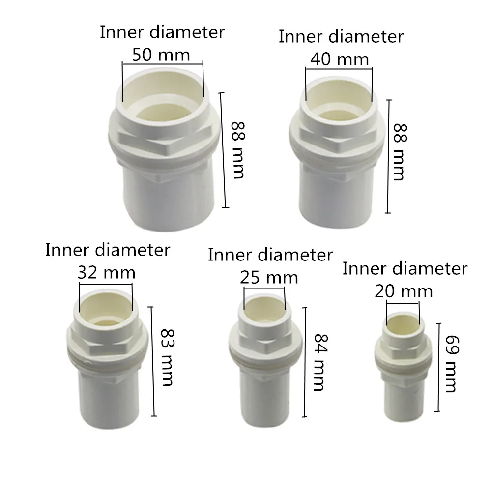 20/25/32/40/50mm PVC pipe straight pipe joint aquarium fish tank drain pipe joint inlet and outlet water change joint