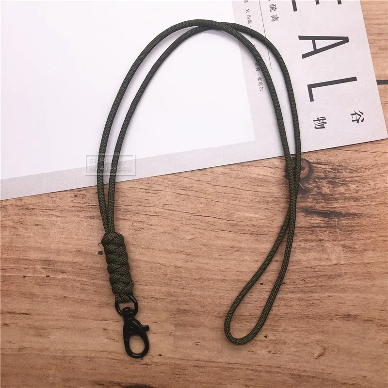 Outdoor Rock Climbing Metal Clip Parachute Cord Hanging Neck Rope Lanyard for Phone Camera USB Holder ID Card Badge Holder