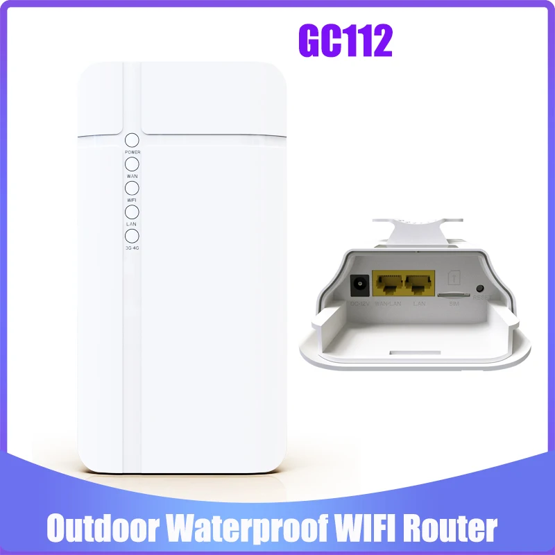 Enrutador WiFi GC112 impermeable para exteriores, enrutador 4G, CPE, LTE, tarjeta SIM, punto de acceso para cámara IP, cobertura WiFi exterior