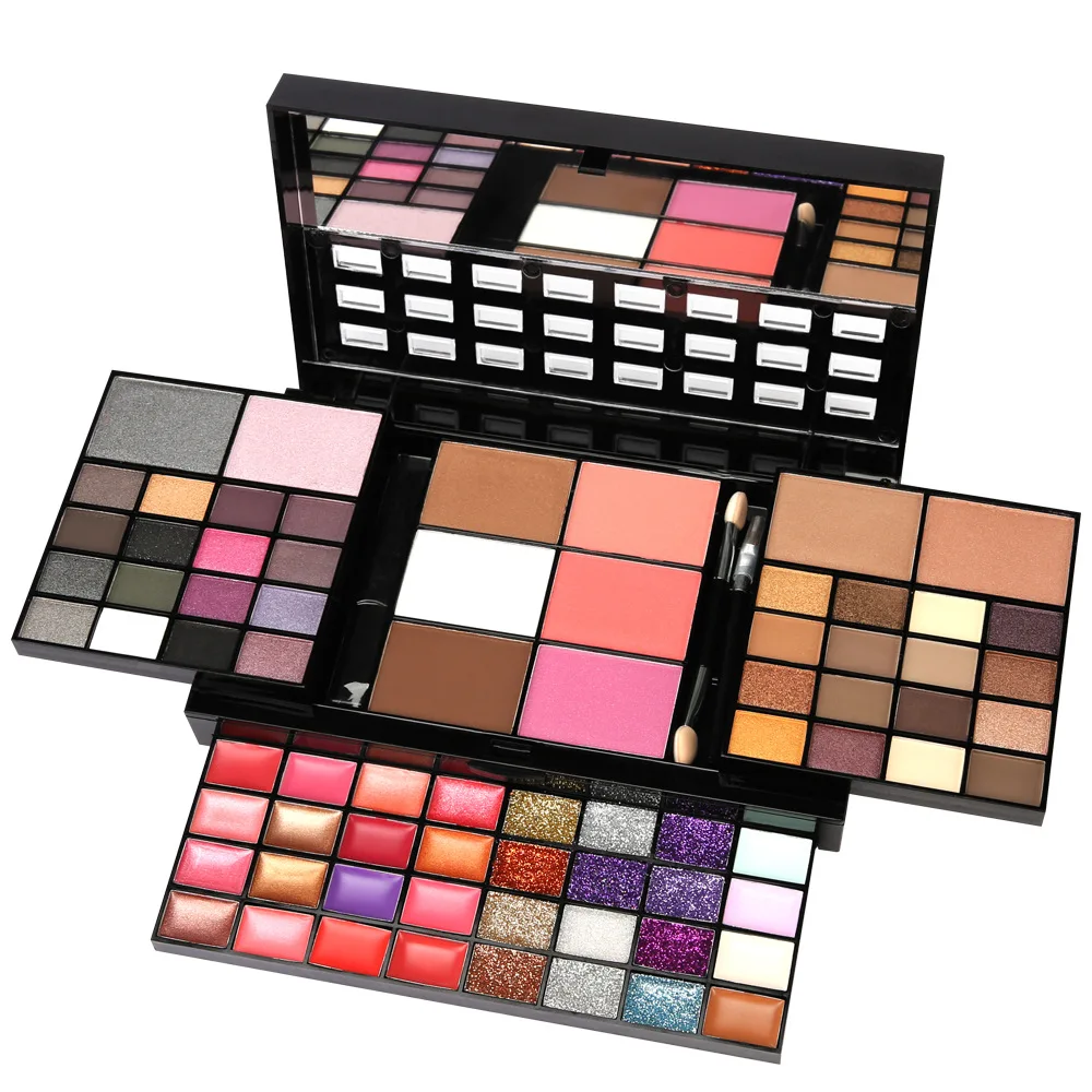 74 Color Eyeshadow Makeup Set Box With Mirror Waterproof Eyeshadow Palette Professional Lip Gloss Kits Blush Foundation Makeup