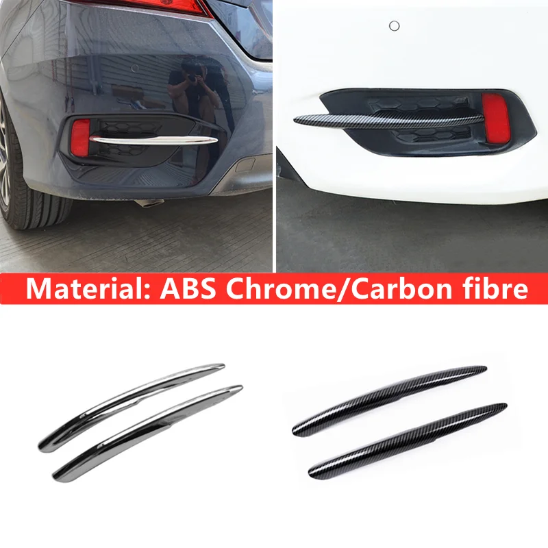 

For Honda Civic 2016 2017 2018 ABS Rear Fog Light Lamp Eyebrow Bumper Lid Eyelid Trim Cover Bezel Styling Garnish Molding 2pcs