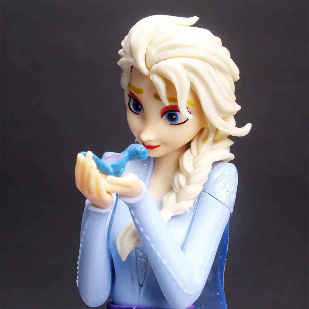 Disney Frozen 2 Snow Queen Elsa princess  PVC Action Figures holding fire dragon in hand Anime Dolls Toys For kid chrismas Gift