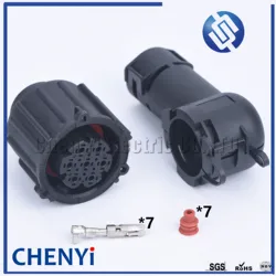 1 set 7 pin circular car waterproof auto connector sensor plug temp resistance car connector with tail L-shaped buckle