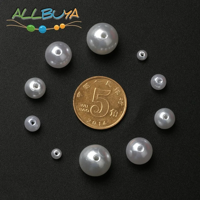 4-20mm Milky White Round Plastic Acrylic ABS Imitation Pearls Loose Beads for Needlework Jewelry Making DIY Bracelets Necklaces