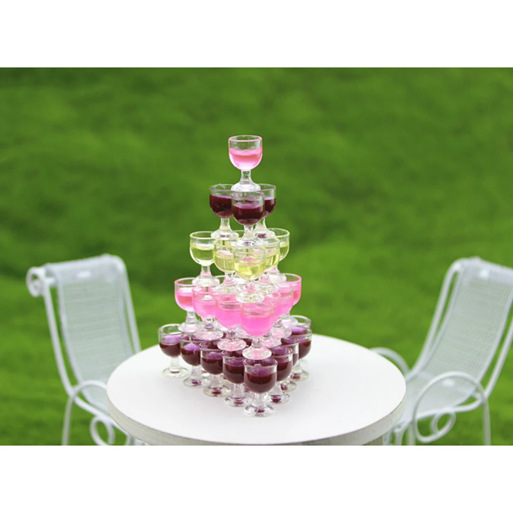 Set Van 10 Stuks Miniatuur Champagne Beker Wijn Glazen Poppenhuis Voedingsmiddelen Boodschappen Keuken Fairy Tuin Decoraties