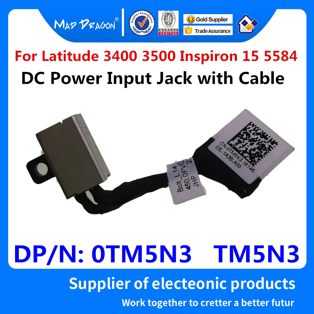 

New original Laptop DC Power Input Jack with Cable For Dell Latitude 3400 3500 Inspiron 15 5584 0TM5N3 TM5N3 450.0FV06.001 0021