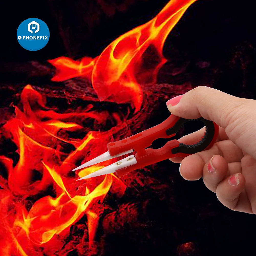 Pinset Keramik Ujung Runcing Halus dengan Alat Penyemprot Vape Rokok Elektronik Tahan Panas Alat Perbaikan DIY