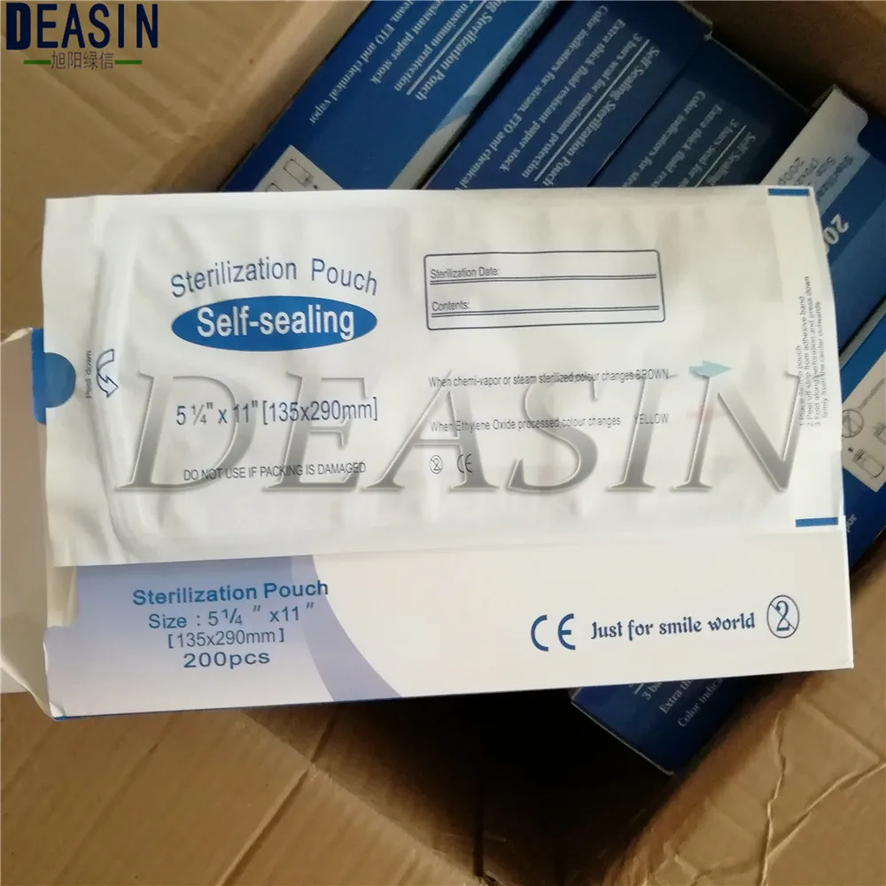 

200pcs 90 x 260mm 135 x 290mm DENTAL SELF SEAL STERILIZATION POUCHES Medical bag no need sealing machine