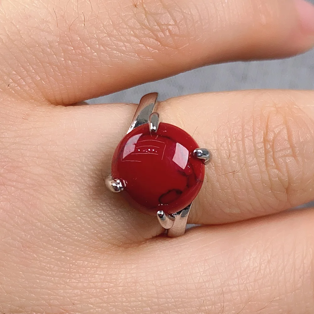 Mixed Bohemia Style Natural Red Turquoises Stone Rings Fashion Finger Rings Jewelry for Women 20pcs