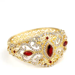 Sunspicems Elegent Morocco Women Bangle Crystal Cuff Bracelet Algeria Ethnic Wedding Jewelry Arab Bohemia Bridal Bijoux Gift