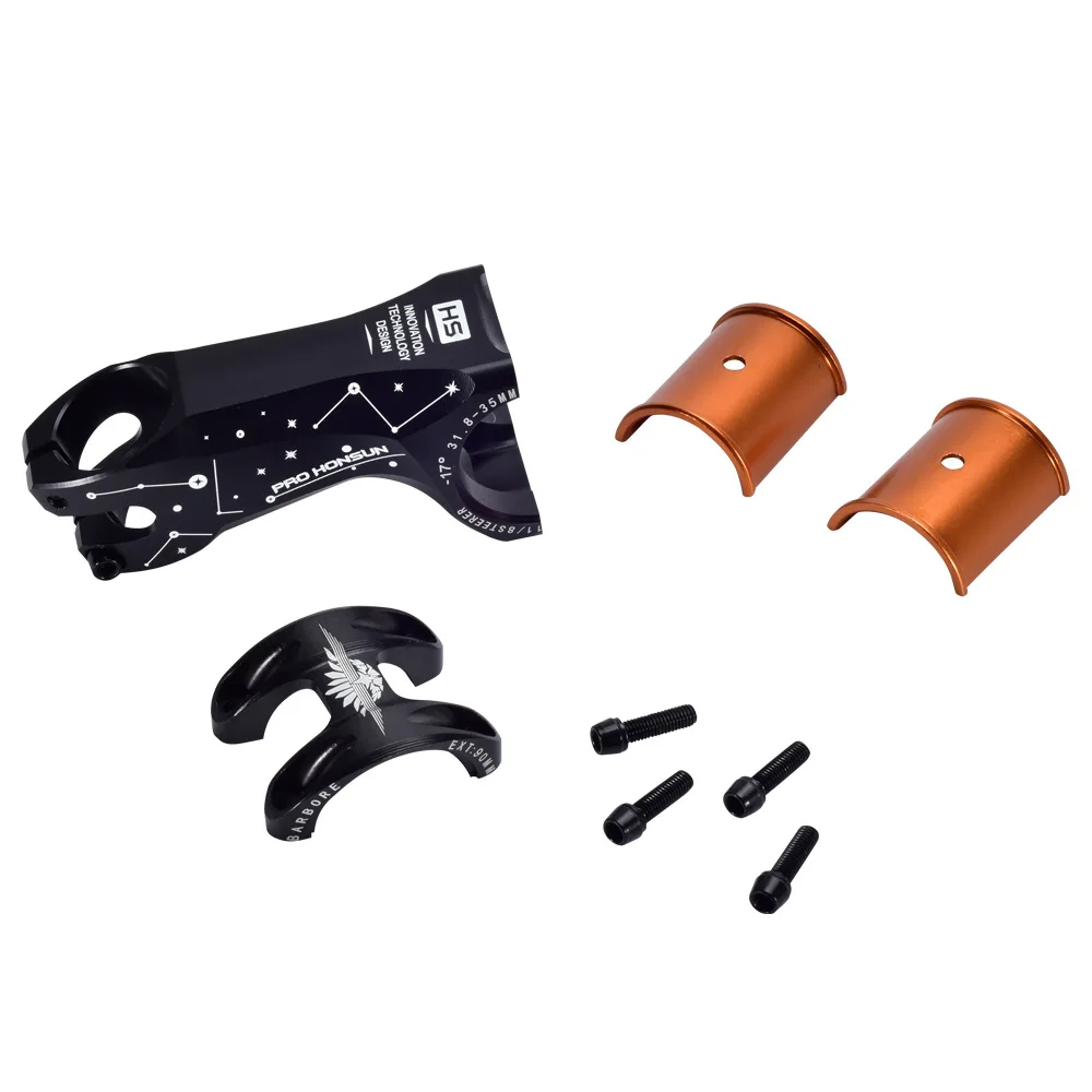 MTB Road Bicycle Colorful Stem Moutain Bike Stem -17 degree 90mm XC Bicycle Handlebar 31.8/35mm Rainbow Bike Stem Bicycle Parts