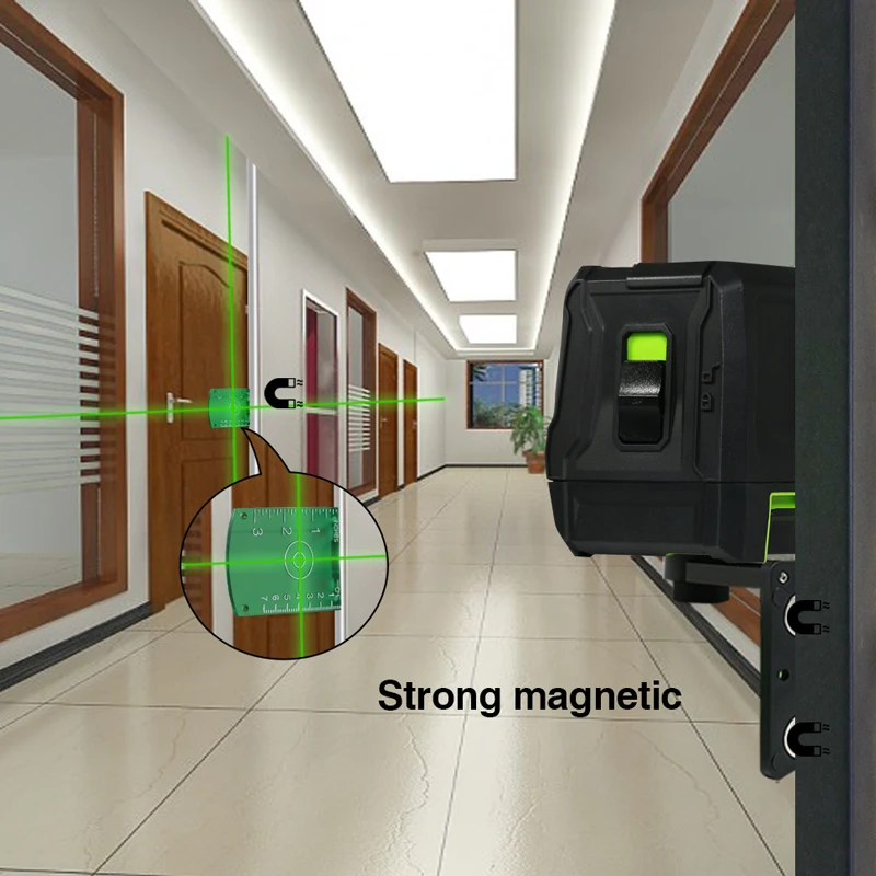 CE Certificated Mùa Thu Bảo Vệ Lòng Bàn Tay Đeo Chéo Đường Laser Tự Cân Bằng Độ Cao Thu OK Cấp Laser Xoay 360 Có Từ Tính Chân Đế