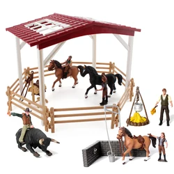 Simulation horse ranch set,Riders and Horses,Cowboy and Bull,Hunter Playset Model Figurine Miniature Educational Kids Toy