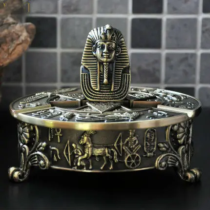 Egyptian Pharaoh retro home large ashtray with lid creative personality trend multifunctional fashion boy gift